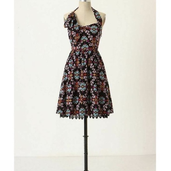 Anthropologie Edmé & Esyllte Primula Vintage Silhouette Halter Dress Size 0 - Picture 1 of 16